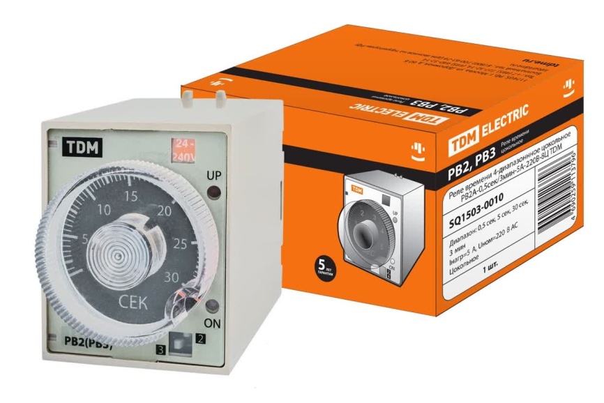 Реле времени РВ2A-0,5сек/3мин-5A-220В-8Ц TDM фото 1