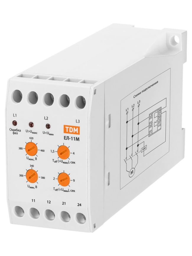 Реле контроля фаз ЕЛ-11М-3х380В (1нр+1нз контакты) TDM фото 1