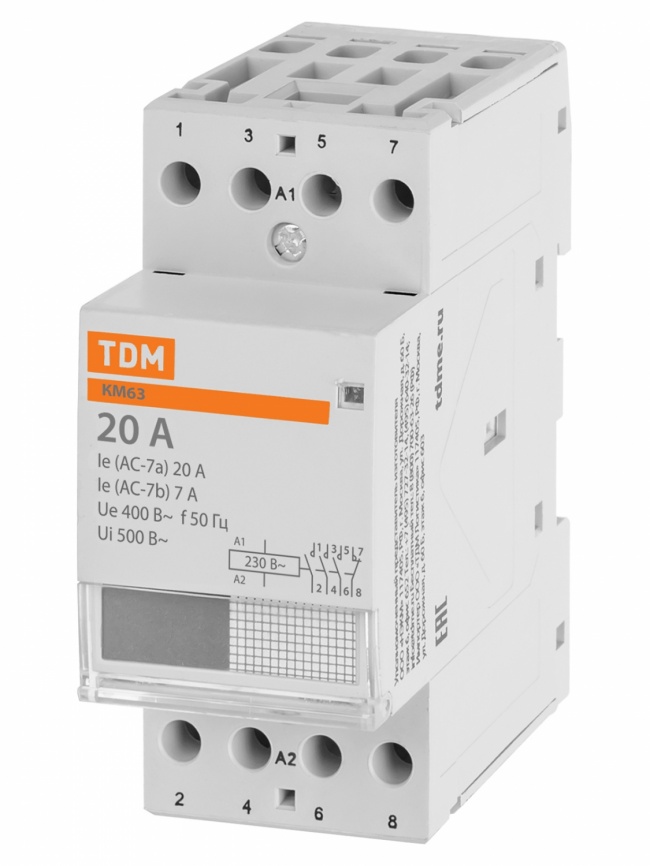 Контактор модульный КМ 20А 63/4-20 3НО;1НЗ TDM фото 1
