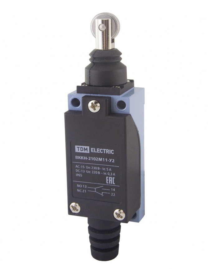 Концевой выключатель ВККН-2102М11-У2 роликовый толкатель 5А 1з+1р  IP65 TDM фото 1