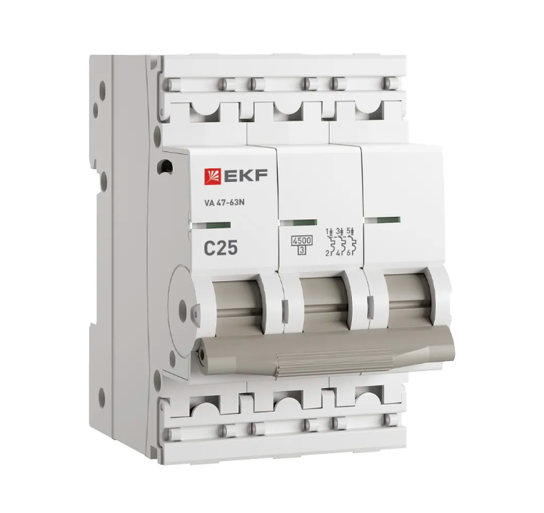 Выключатель ВА 47-63 3P 25А (С) 4,5 kA EKF PROxima фото 1