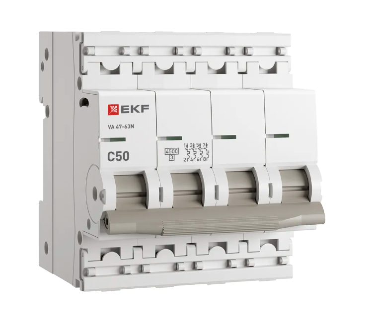 Выключатель ВА 47-63 4P 50А (С) 4,5 kA EKF PROxima фото 1