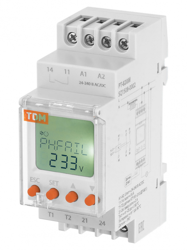 Реле температуры РТ-820M (-25+130C, 24-240В АС/DC, с датч. IP67, ЖК) TDM фото 1
